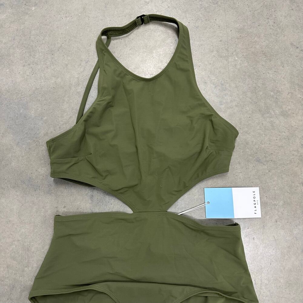 NWT Flagpole Lynn Cutout One-Piece Swimsuit in Green sz XL - Picture 2 of 8